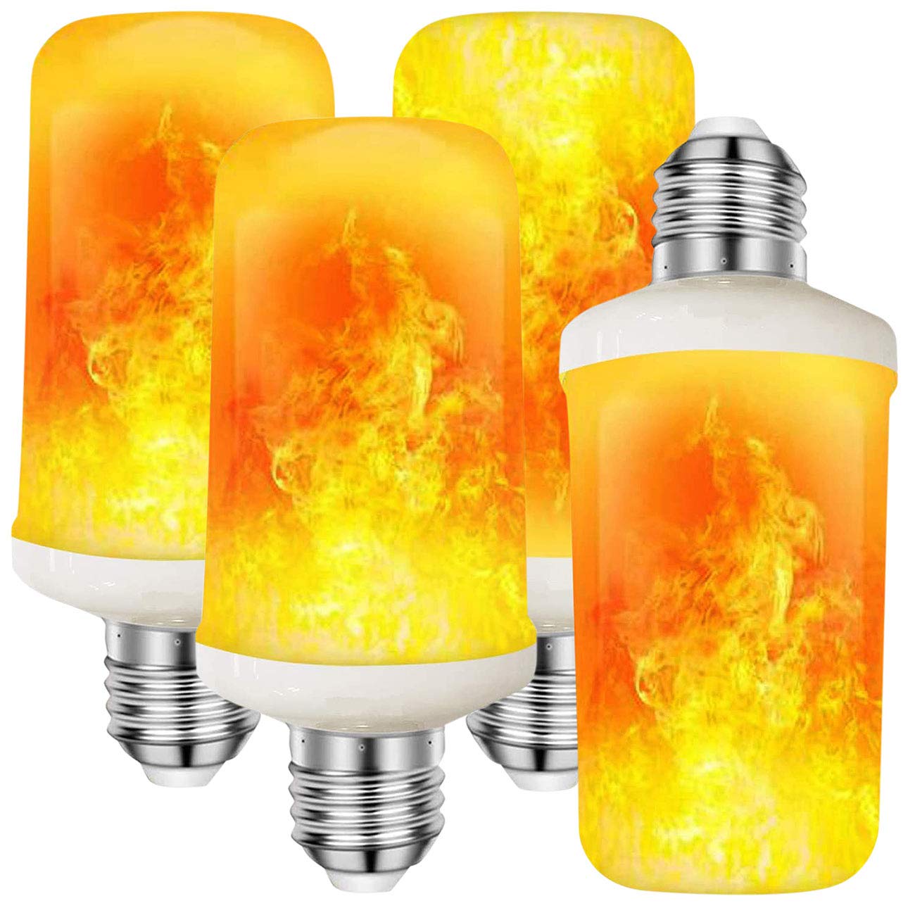 Luminea LED Flammen: 4er-Set LED-Lampen mit Flammeneffekt, 3 Beleuchtungs-Modi, E27, 2 W (Glühbirne Flammeneffekt, Flammenbirne, Flackerlicht)