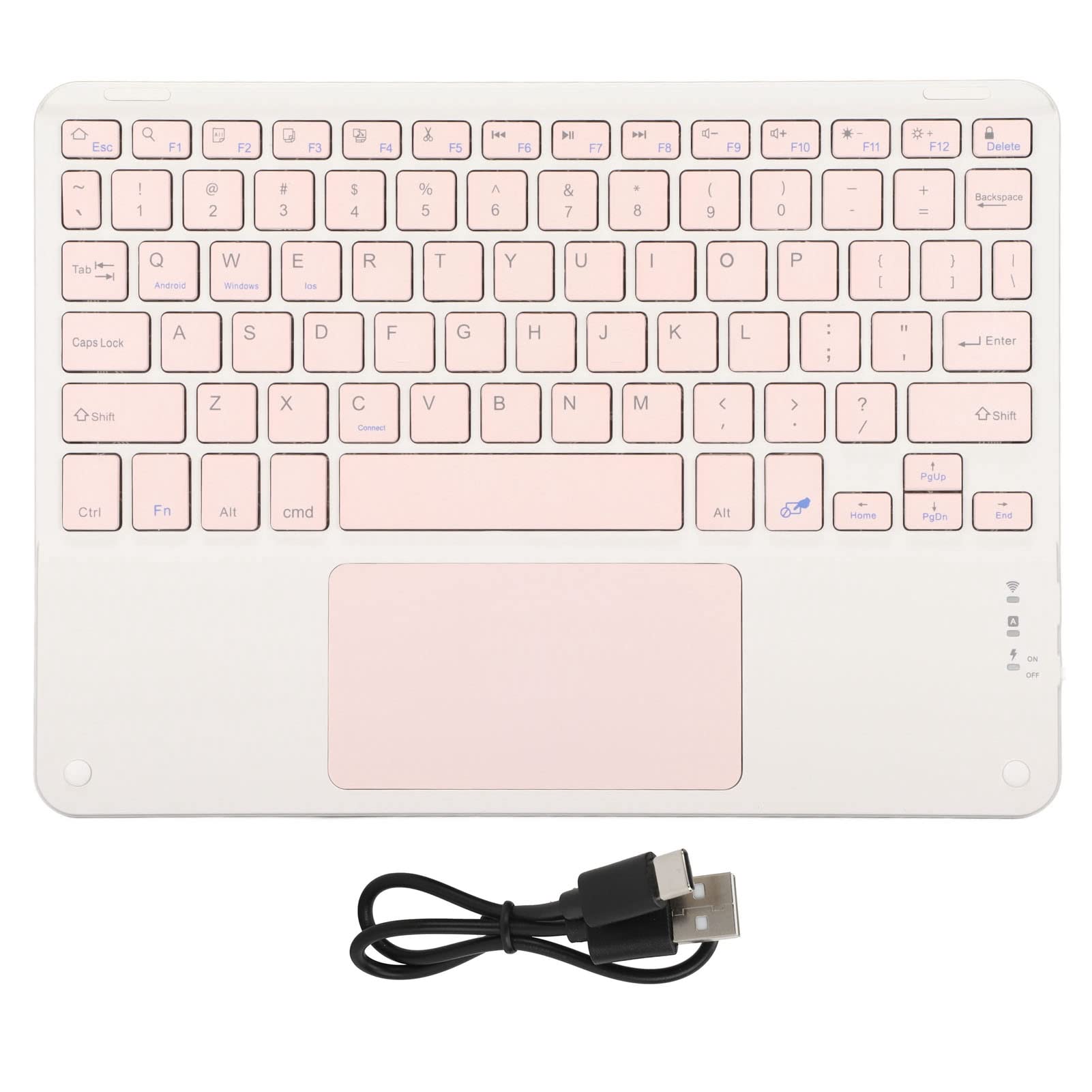 Jectse Kabellose Tastatur, 10-Zoll-Bluetooth 3.0-Tastatur mit Touchpad, Tragbare, Ergonomische, Ultraflache, Multifunktionale -Tastatur für Telefon-Tablet-Laptops