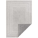 Teppich Boss Flachgewebe Wendeteppich Frame für In- & Outdoor (100% Polypropylen, UV- und Witterungsbeständig, Fußbodenheizung geeignet), Größe:80x150 cm, Farbe:grün/Creme