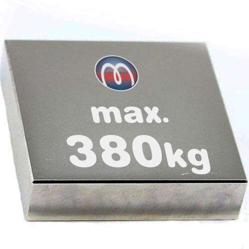 Quadermagnet/Magnetquader 80 x 80 x 10mm Neodym N52, Nickel - 380 kg - starker Powermagnet/Supermagnet/Permanentmagnet mit extremer Haftkraft, für Kühlschrank, Magnet Glasboards