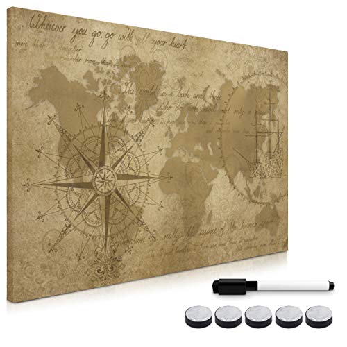 Navaris Magnettafel Magnetpinnwand Memoboard zum Beschriften - 60x40 cm Notiztafel div. Designs - Tafel abwaschbar mit Halterung Magneten Stift