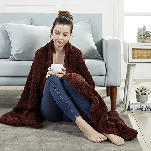 Penguin Home® Solide Sherpa-Decke | Farbe – Schokoladenbraun | ultraweicher Plüsch-Überwurf für alle Jahreszeiten | Schlafzimmer, Couch & Zuhause | Größe: 130 x 180 cm