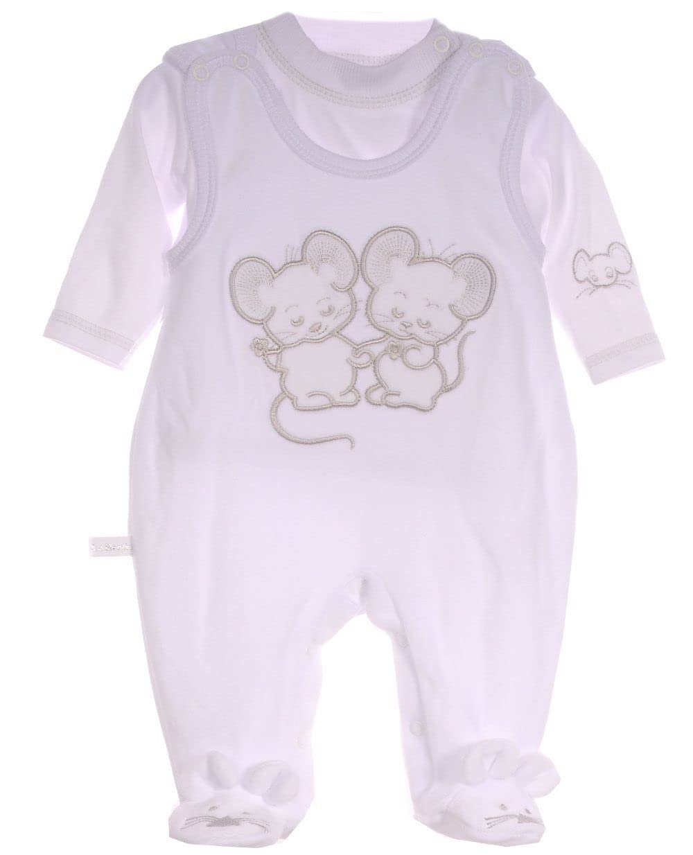 La Bortini Baby Strampler und Shirt Baby Anzug 46 50 56 62 68 (44-50, weiß)
