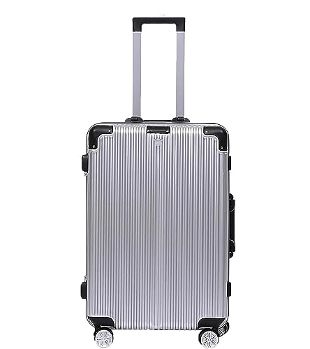 HALAHAI Koffer Gepäck Reisekoffer Aluminiumrahmen-Handgepäck-Sicherheits-Koffer Mit Zahlenschloss, Verstellbarer Trolley Rollkoffer Trolley Koffer (Color : Silver, Size : 20 inch)