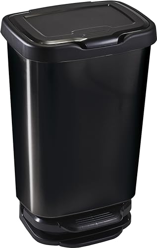 M-Home pls8160 Pedal Bin, Kunststoff, Kunststoff, Schwarz/Metall, 39 x 29 x 63,5 cm