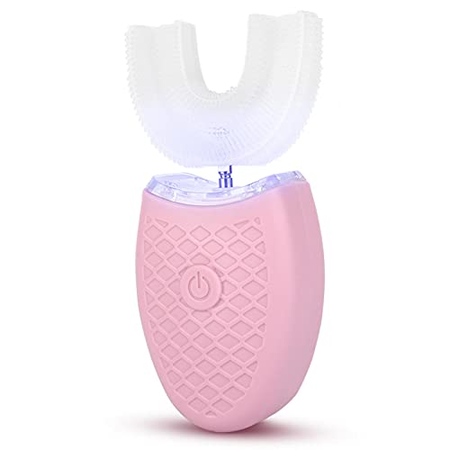 U-förmige elektrische Zahnbürste für Erwachsene, automatische Zahnreinigung, Whitening Vibrationsbürste für die Mundpflege, 360 ° Mundreinigungswerkzeug(Rosa)