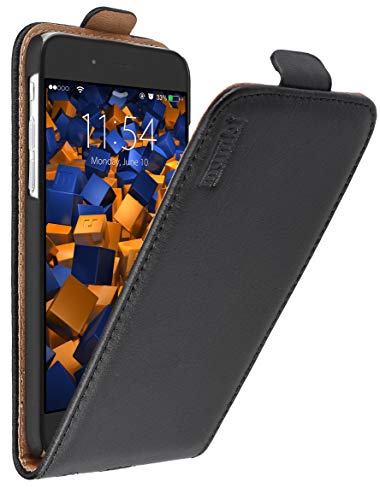 mumbi Echt Leder Flip Case kompatibel mit iPhone 6 / 6S Hülle Leder Tasche Case Wallet, schwarz