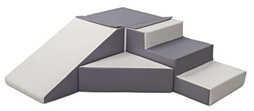 4 Großbausteine Schaumstoffbausteine Softbausteine Rutsche-Set Bausteine EPS+PE (Farbe: weiß,grau)