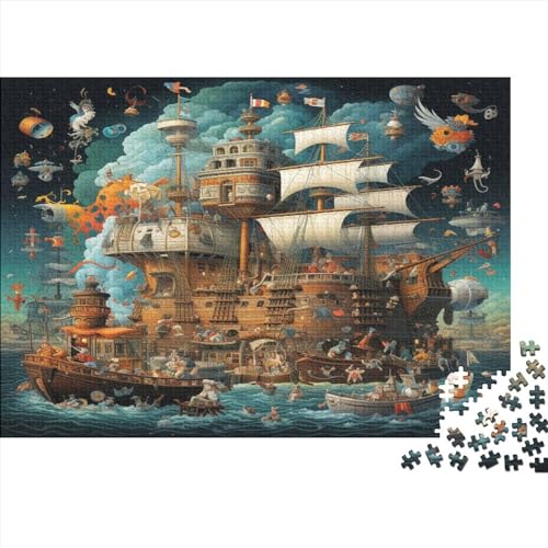 Schiffspuzzle, 500 Teile, für Jugendliche, kreatives Holzpuzzle, Spielzeug, Familienspiel, Schwierigkeitsgrad, Herausforderungspuzzle, 500 Teile (52 x 38 cm)