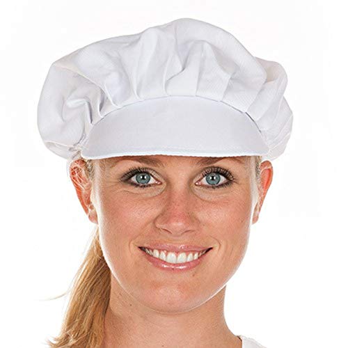 Küchenmütze, Küchen-Kopfbedeckung, Schildmütze, Schirmmütze für Damen, Ø 62 cm, weiß, waschbar, Größe:10 Stück
