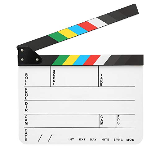 30x25CM Acryl Movie Clapperboard Professioneller Regisseur Action Clap Filmfotografie-Tool für Filmliebhaber, Amateurfilmer, eingebauter Magnet(bunt)