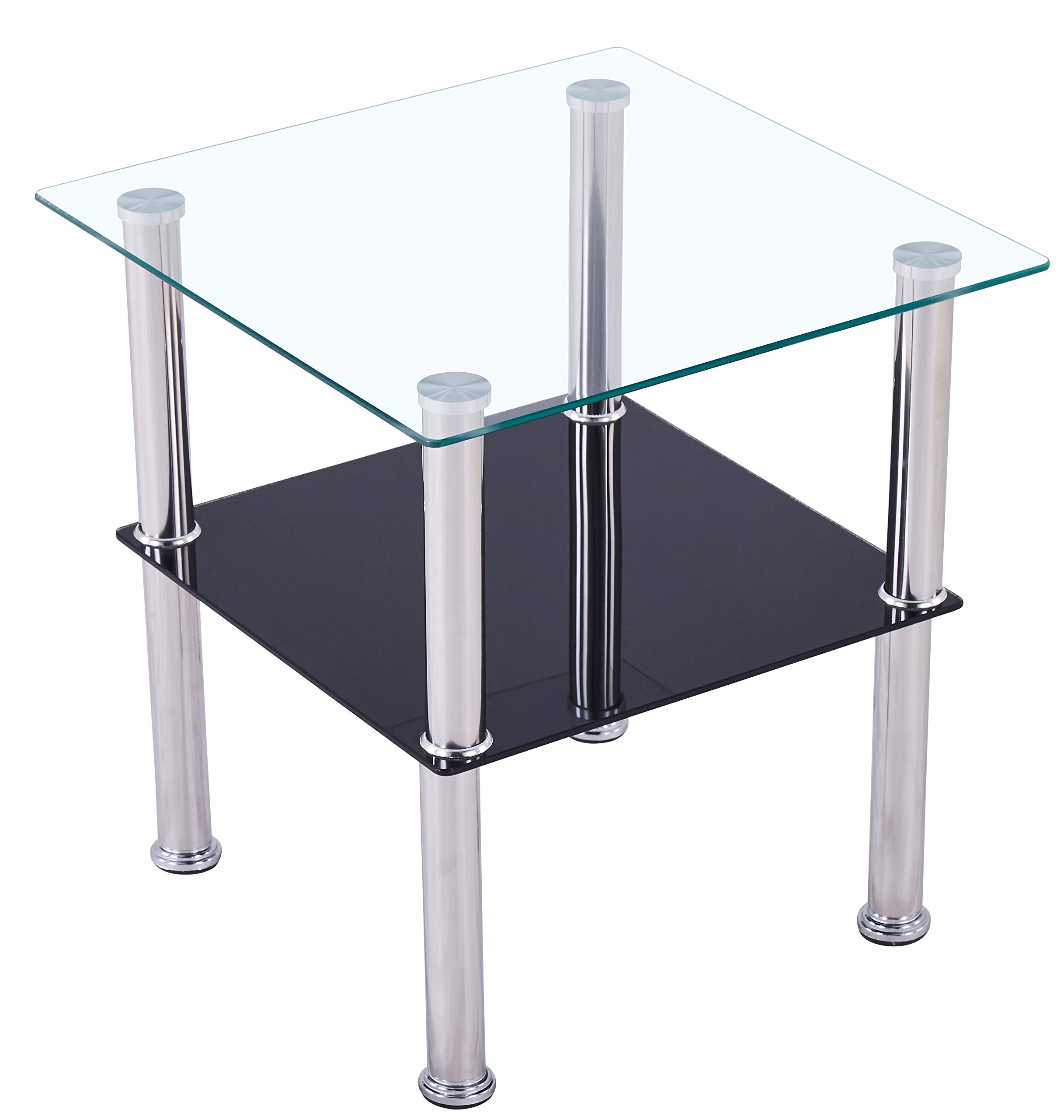 CasaXXl Couchtisch Glas mit Sicherheitsglas & Facettenschliff - Glastisch perfekt geeignet als Beistelltisch/Wohnzimmertisch 40x40x47cm (Eckig, Schwarz)