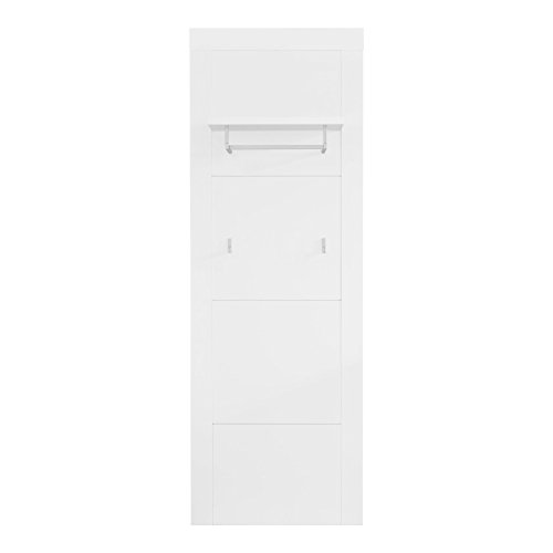 trendteam Garderobe Gardrobenpaneel Kito, 53 x 155 x 27 cm in Weiß mit Ablagefläche, zwei Garderobenhaken und einer Kleiderstange