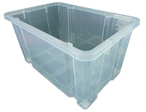 Novaliv 4x Plastikboxen mit Deckel Rollen 80l 61x40x46 transparent Transparent Maxi Boxen Aufbewahrung Eurobox Rollbox Plastikbox plastic containers shoe box