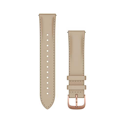 Garmin Armband vival, Luxe, 20 mm, italienisches Leder, Hellbeige, Schnalle, Roségold