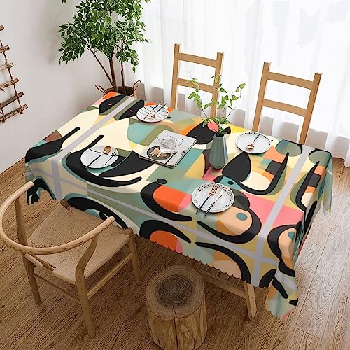 GerRit Rechteckige Tischdecke aus Polyester, waschbar, für drinnen und draußen, 183 x 137 cm
