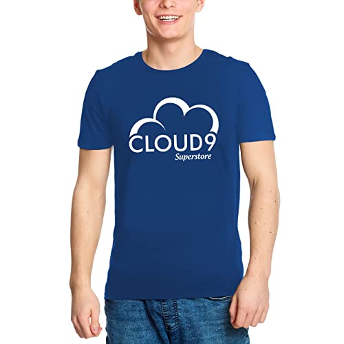 Elbenwald T-Shirt mit Cloud 9 Frontprint für Superstore Fans Herren Damen Baumwolle blau - XL