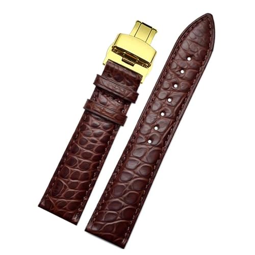 HDTVTV 14-24mm Leder Watchband Ersatzschand für Männer und Frauen, Braungold, 19mm