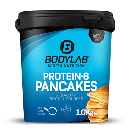 Protein Pancake Mix Bodylab24 Protein-6 Pancakes Banane 1kg, Pfannkuchen Pulver mit fast 60% Eiweiß, Mehrkomponenten Protein Pulver