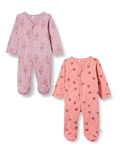 Pippi Unisex Baby Nightsuit w/f-Buttons 2-Pack Pajama Set, Dusty Rose, 104