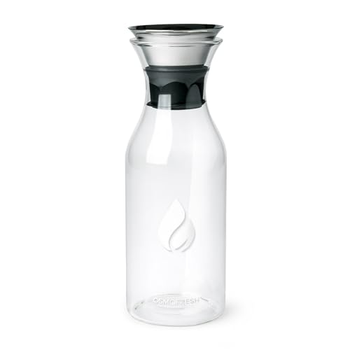 OsmoFresh® Premium Glas Karaffe für Auftisch Osmoseanlage Quella Pro | bis zu 0,9 L | mit Deckel aus Edelstahl