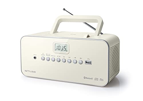 Muse M-30 BTN Tragbares Radio/CD/MP3/USB mit Bluetoothfunktion, Senderspeicher, Netz- oder Batteriebetrieb Weiß