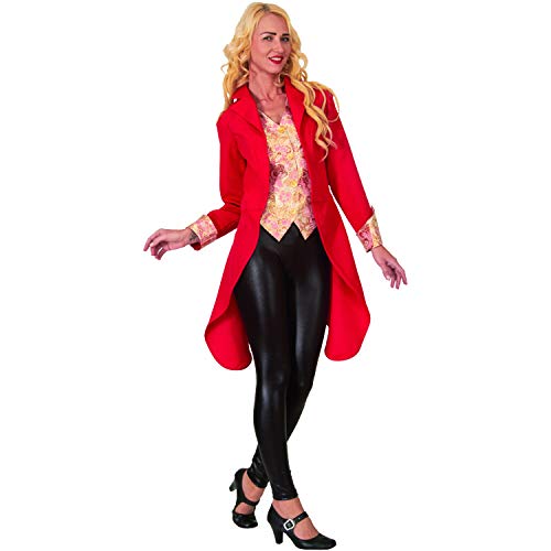 Mortino Damen Kostüm roter Showfrack mit Weste Damenfrack Zirkus Fasching (L)