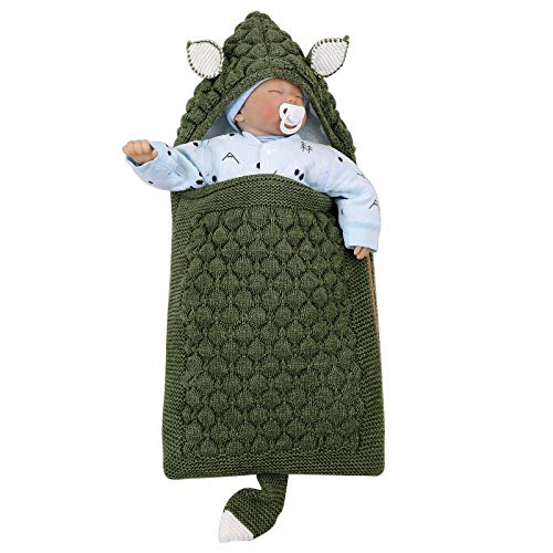 Baby-Schlafsack mit Cartoon-Ohren, Schwanz, für Neugeborene, mit Fleece gefüttert, Wickeldecke für Kinderwagen