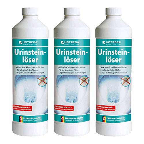 HOTREGA Urinsteinlöser - Urinsteinentferner, WC Entkalker, Urinal und Toilette reinigen - 1 Liter 3 Stück