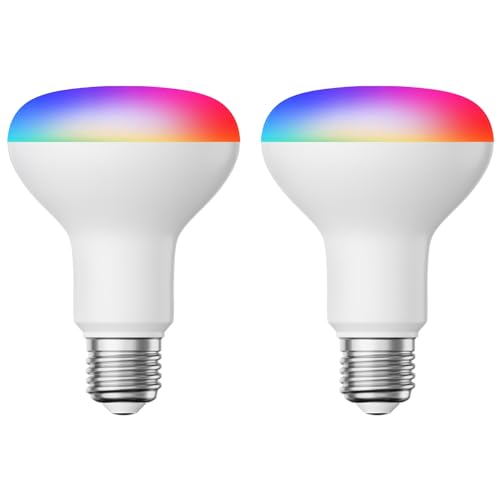 ledscom.de E27 LED RGB Lampe, R80, warmweiß - kaltweiß (2700-6300 K), 9,9 W, 950lm, Smart Home, WLAN, Alexa, matt, 2 Stk.