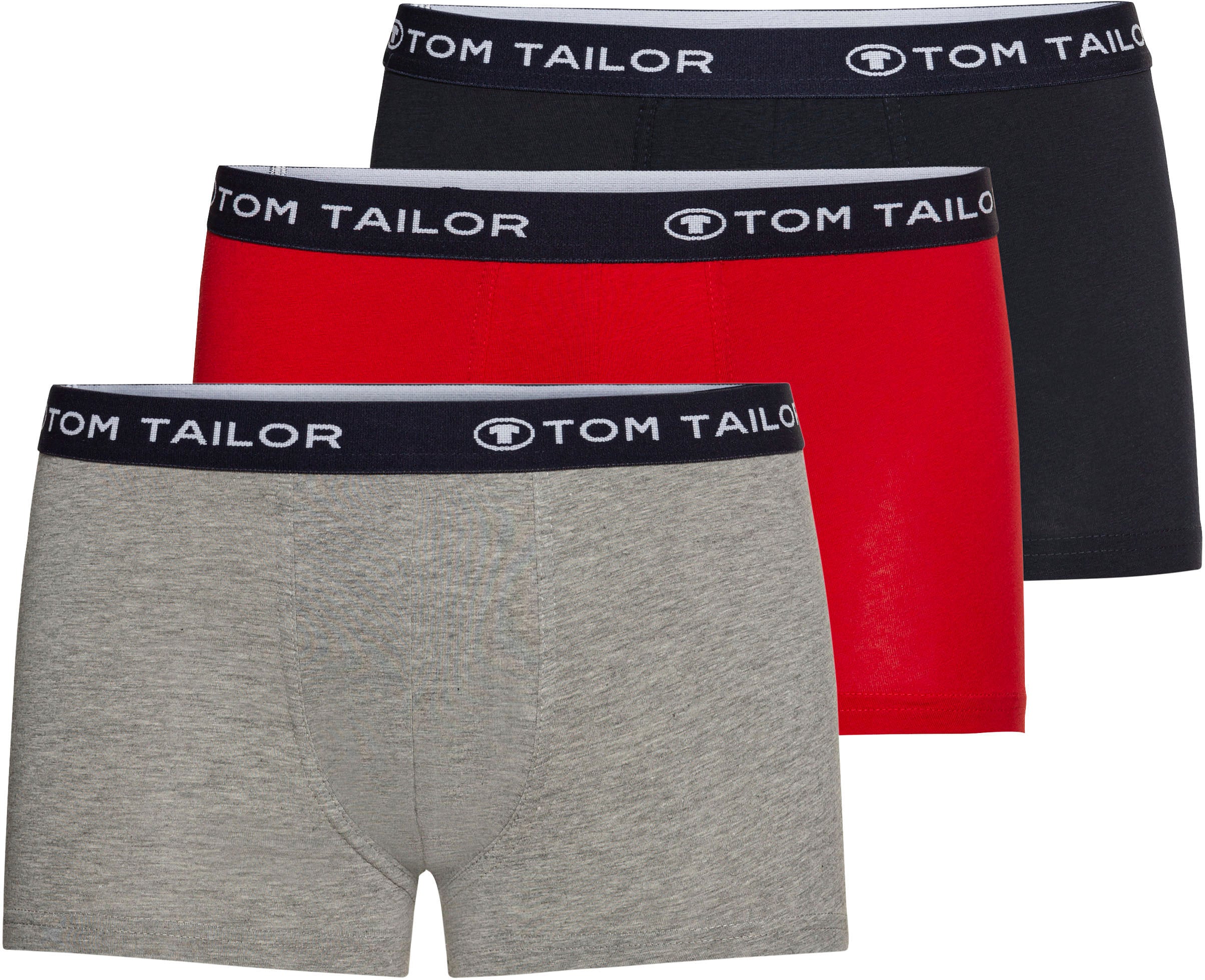 TOM TAILOR Herren Hip Pants, Unterhose, Elastan, Baumwolle, Single Jersey, rot Melange, 3er Pack XL