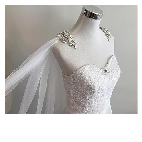 Hochzeit Schal, Schleier, verziert mit Strasssteinen auf den Schultern, Hochzeitsaccessoires, 280 cm breit x 300 cm lang (Color : Ivory, Size : 200cm)