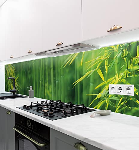 MyMaxxi | selbstklebende Küchenrückwand Folie ohne bohren | Aufkleber Motiv Bambus 01 | 60cm hoch | adhesive kitchen wall design | Wandtattoo Wandbild Küche | Wand-Deko | Wandgestaltung