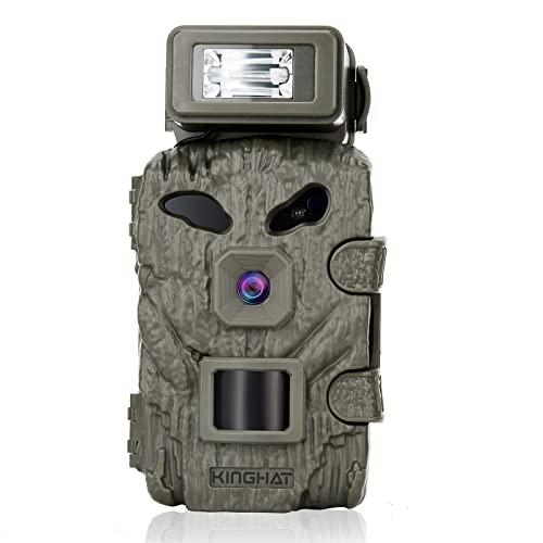 Wildkamera 4K 48MP mit Blitzgerät, Kinghat 60FPS HD Wildtierkamera mit Nachtsicht Bewegungsmelder,Jagdkamera mit Nachtsicht 0,1s Schnelle Trigger IP66 Wasserdicht