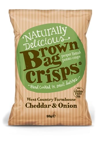 Brown Bag Crisps West Country Cheddar und Zwiebeln, 40 g, 20 Stück