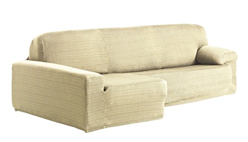 Eysa Aquiles elastisch Sofa überwurf Chaise Longue Links, frontalsicht, Farbe 00-Ecru, Polyester-Baumwolle, 43 x 37 x 14 cm
