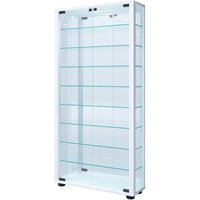 VCM Wandvitrine Hängevitrine Glasvitrine Vitrine Glas Vitrosa Maxi Spiegel Mit LED-Beleuchtung, Weiß