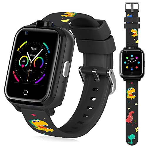OKYUK Smartwatch Kinder mit GPS und Telefon 4G-Smartwatch mit Mehreren Funktionen Tracker Kinder Uhr kann als Geschenk verwendet Werden geeignet für Kinder im Alter von 3–12 Jahren (Schwarz)