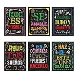 6 spanische Klassenzimmer-Dekorationsposter – pädagogische und motivierende spanische Poster für Klassenzimmer – Positive Zitate Wandkunst Dekor Poster …
