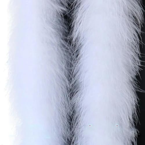 ORGEFY 2 Meter weiße Truthahnfeder-Boa, vollständiger Straußenboa-Besatz für Hochzeitskleid, Weihnachtsfeier, Basteln, Dekoration, 20–22 g, weiß