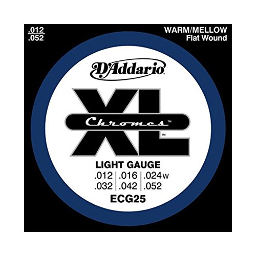 D'Addario Chromes E-Gitarrensaiten-Set Flatwound, ECG25 Light .012-.052