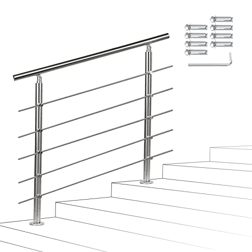 Sonnewelt Geländer 100cm Treppengeländer mit 5 Querstreben Ø 42mm Edelstahl Handlauf für Innen und Außen geeignet