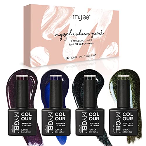 MyGel von MYLEE Galaxy Gel-Nagellack Set 4x10ml UV/LED Nail Art Maniküre Pediküre für den Professionellen Einsatz im Wohnzimmer und zu Hause - Langlebig und Einfach Anzuwenden