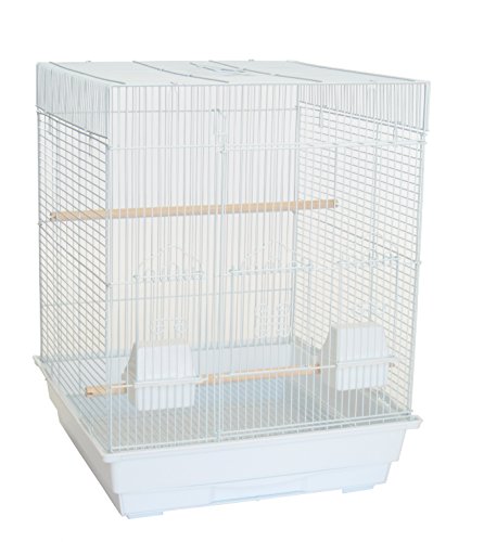 YML A5824 3/8" Bar Spacing Square Top Small Bird Cage, White, 18" x 14"