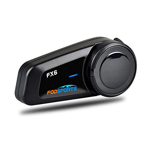FODSPORTS FX6 Motorrad Intercom, Helm Bluetooth 5.0 Headset bis zu 6 Fahrer Gleichzeitige Kommunikation für 1000 Metern mit universeller Kopplung, CVC Geräuschunterdrückung, Sprachsteuerung