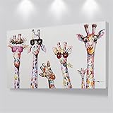 Giraffenfamilie Leinwandmalerei Dekorative Gemälde Neugierige Giraffenfamilie Leinwand Wandkunst Poster 70x140cm (27 "x55") Kein Rahmen