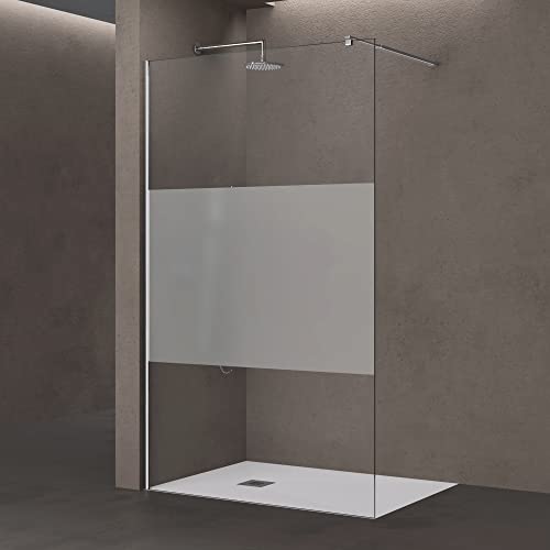 Sogood Luxus Duschwand Duschabtrennung Bremen1MS 120x200 Walk-In Dusche mit Stabilisator aus Echtglas 8mm ESG-Sicherheitsglas Klarglas inkl. Nanobeschichtung