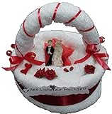 Frotteebox Geschenk Set Brautpaar auf Torte mit Bogen groß in Handarbeit geformt aus 2X Handtuch (100x50cm) und 1x Gästetuch (50x30cm) weiß