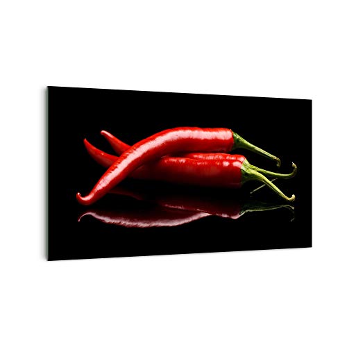 DekoGlas Küchenrückwand 'Gespiegelte Chilis' in div. Größen, Glas-Rückwand, Wandpaneele, Spritzschutz & Fliesenspiegel