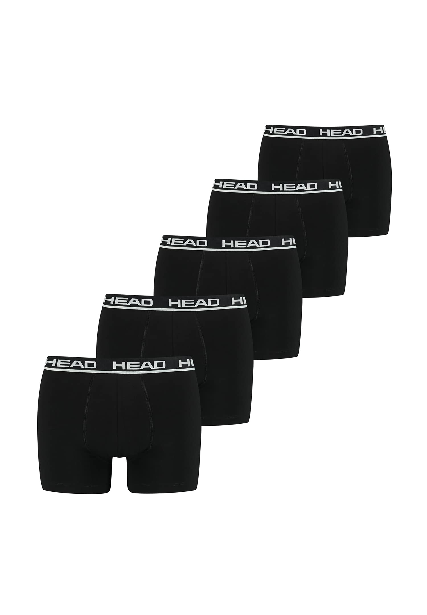 HEAD Herren Men's Basic Boxers Boxer Shorts 5 er Pack , Farbe:Black/Black, Bekleidungsgröße:XXL